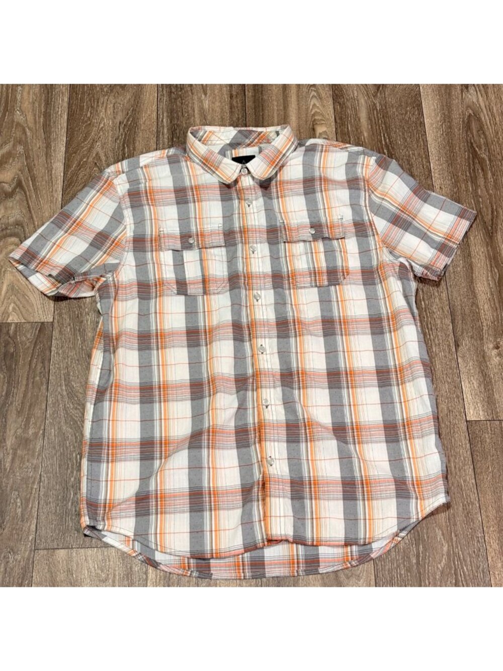 PrAna Mens Plaid Short Sleeve Button-Up Shirt X-Large Organic Cotton Blend